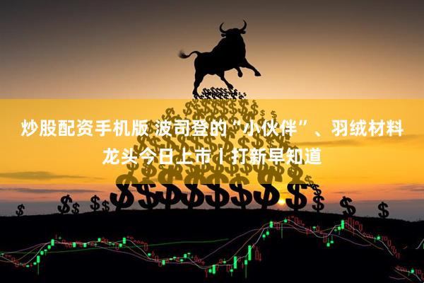 炒股配资手机版 波司登的“小伙伴”、羽绒材料龙头今日上市丨打新早知道