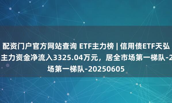 配资门户官方网站查询 ETF主力榜 | 信用债ETF天弘(159398)主力资金净流入3325.04万元，居全市场第一梯队-20250605